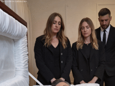 A little girl hugged her father in the eerie coffin. They had been at the wake for hours, and she hadn’t left her side for even a second.