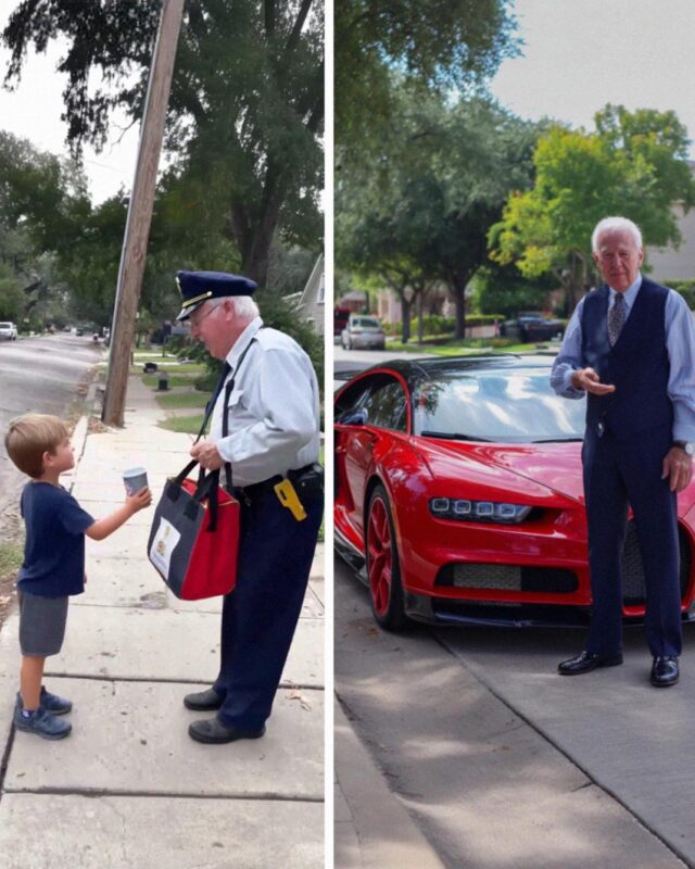 My son offered a mailman a glass of water — the next day, a red Bugatti pulled up at his preschool.