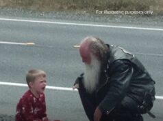 The foster parents shoved the little autistic boy out of their car at the motorcycle shop and drove off, leaving him with a note that read: “Can’t handle him anymore.”