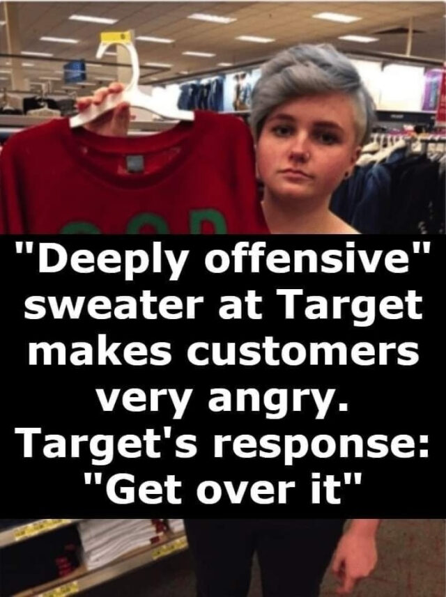 Woman calls sweater at Target ‘deeply offensive’ and Target responds 'get over it'.....Full read in the C0MMENT ⬇️ Shopper Voices Concern Over Target Sweater, and the Store Shares Its Response