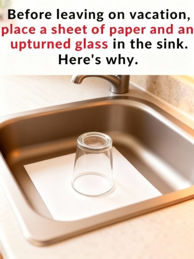 🤔Here’s Why You Should Always Leave an Upturned Glass and a Piece of Paper in the Sink Before Going on Vacation👀👇 The Simple Sink Trick That Keeps Your Home Smelling Fresh While Y