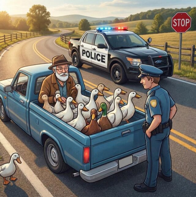 An Officer, an Old Pickup Truck, and the Most Unusual Roadside Stop