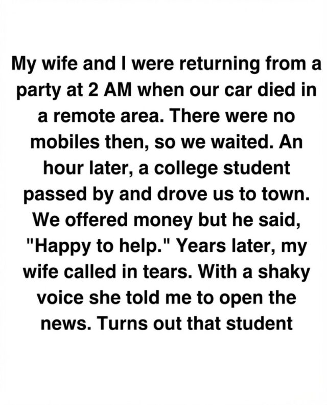 Here’s what happened 👇 Full story in 1st comment. A Late-Night Act of Kindness That Returned to Us Years Later