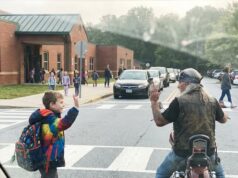 I Asked My Son Why He Waves At The Biker Outside School And His Answer Broke Me
