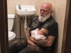 Biker Was Holding A Baby In Gas Station Bathroom When I Heard Him Crying