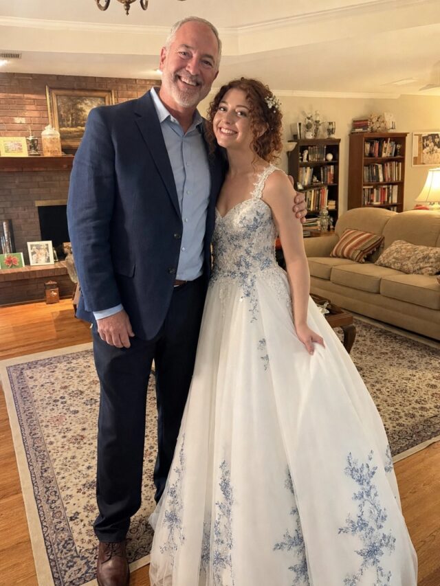 My Father Sewed Me a Dress from My Late Mother’s Wedding Gown for Prom – My Teacher Laughed Until an Officer Walked In