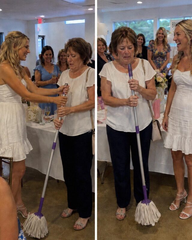 My arrogant future daughter in law handed me a dirty mop in front of twenty bridal shower guests but the priceless silver key I pulled from my purse exposed her horrific cruelty